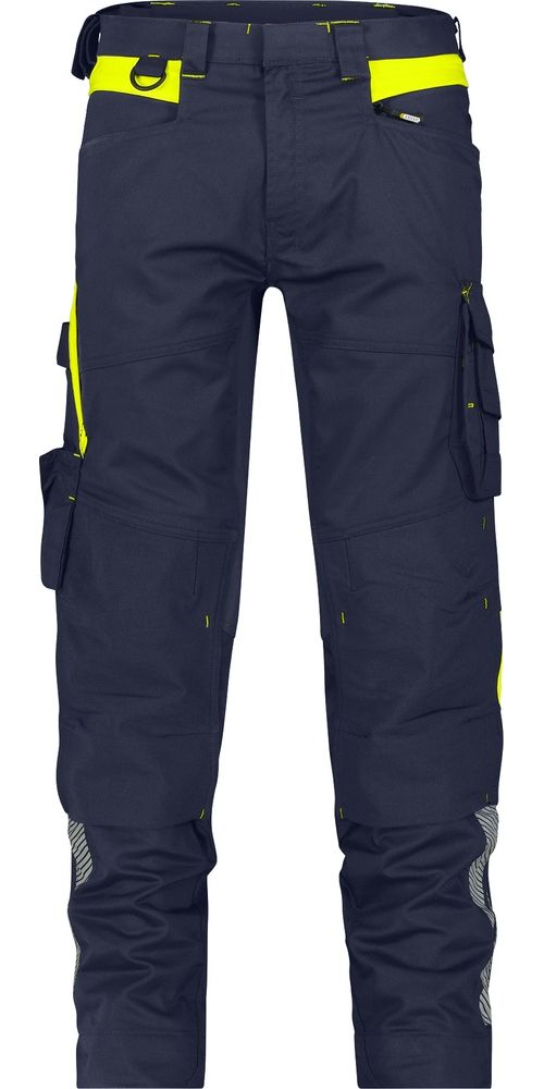 DassyBundhoseStretch-ArbeitshoseMitKniepolstertaschenCantonNachtblauNeongelb-42