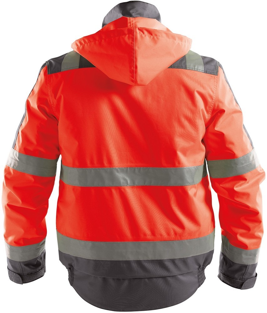 DassyWarnschutzWinterjackeLimaPES70NeonrotZementgrau-4XL