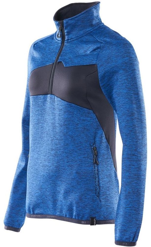 MascotDamenFleecepullovermitkurzemReiverschlussAccelerate18053-316AzurblauSchwarzblau-XXL