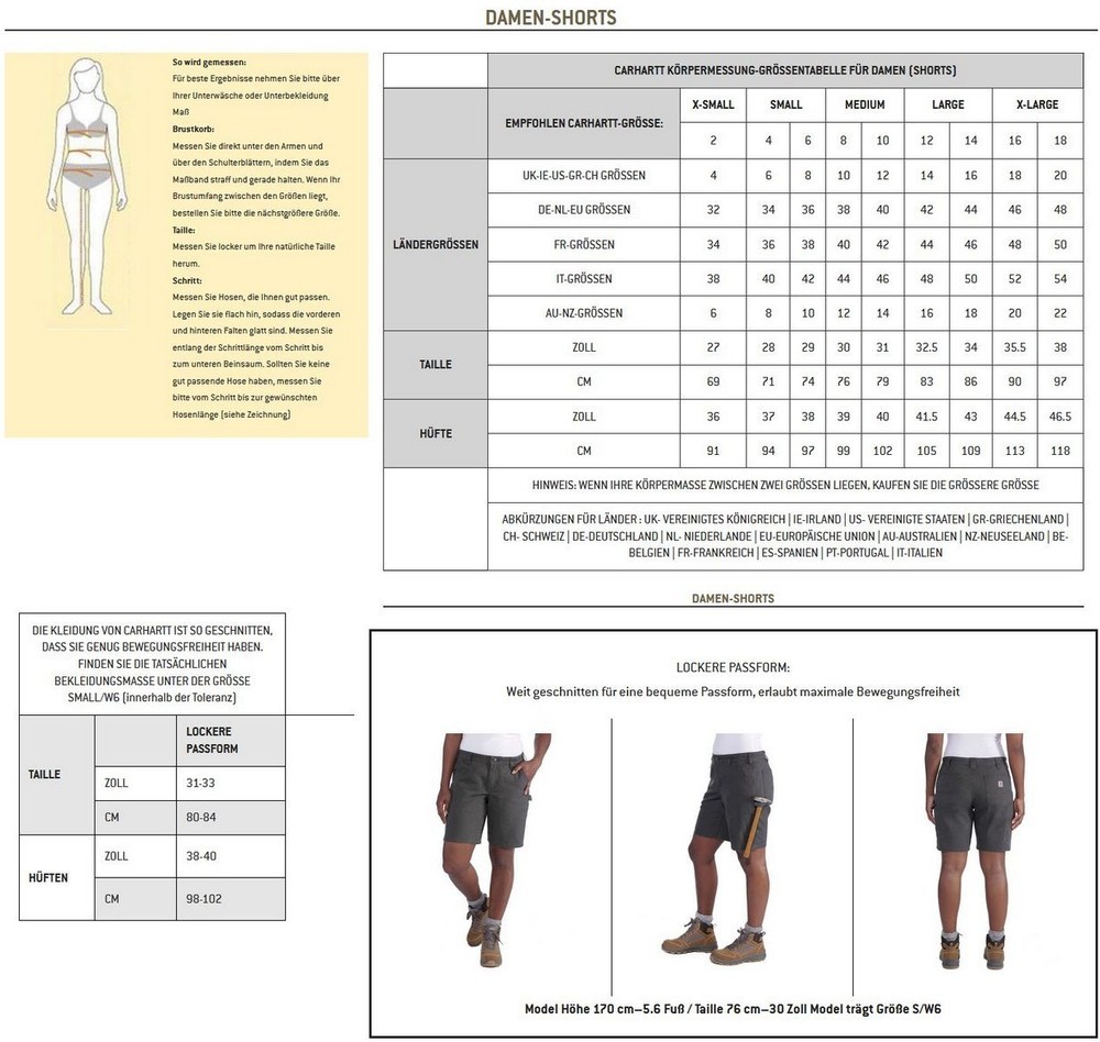 CarharttDamenShortsRelaxedFitCanvasWorkShortCarharttBrown