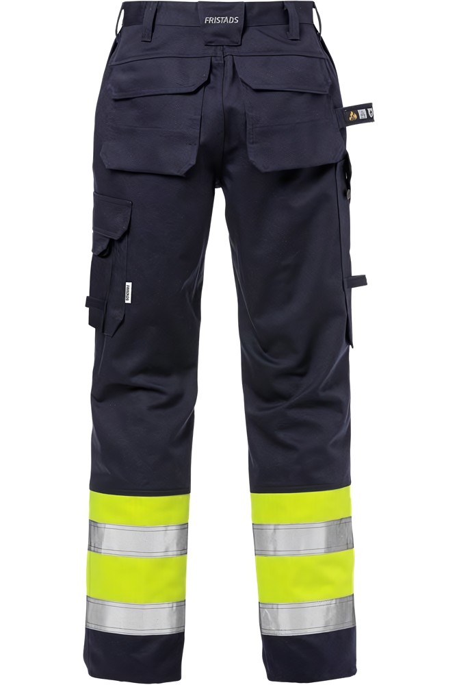 FristadsFlameHighVisHoseDamenKl12591FLAMWarnschutz-GelbMarine