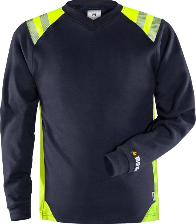 FristadsLongsleeveFlamestatLangarm-T-Shirt7360TFLMarineWarnschutz-Gelb