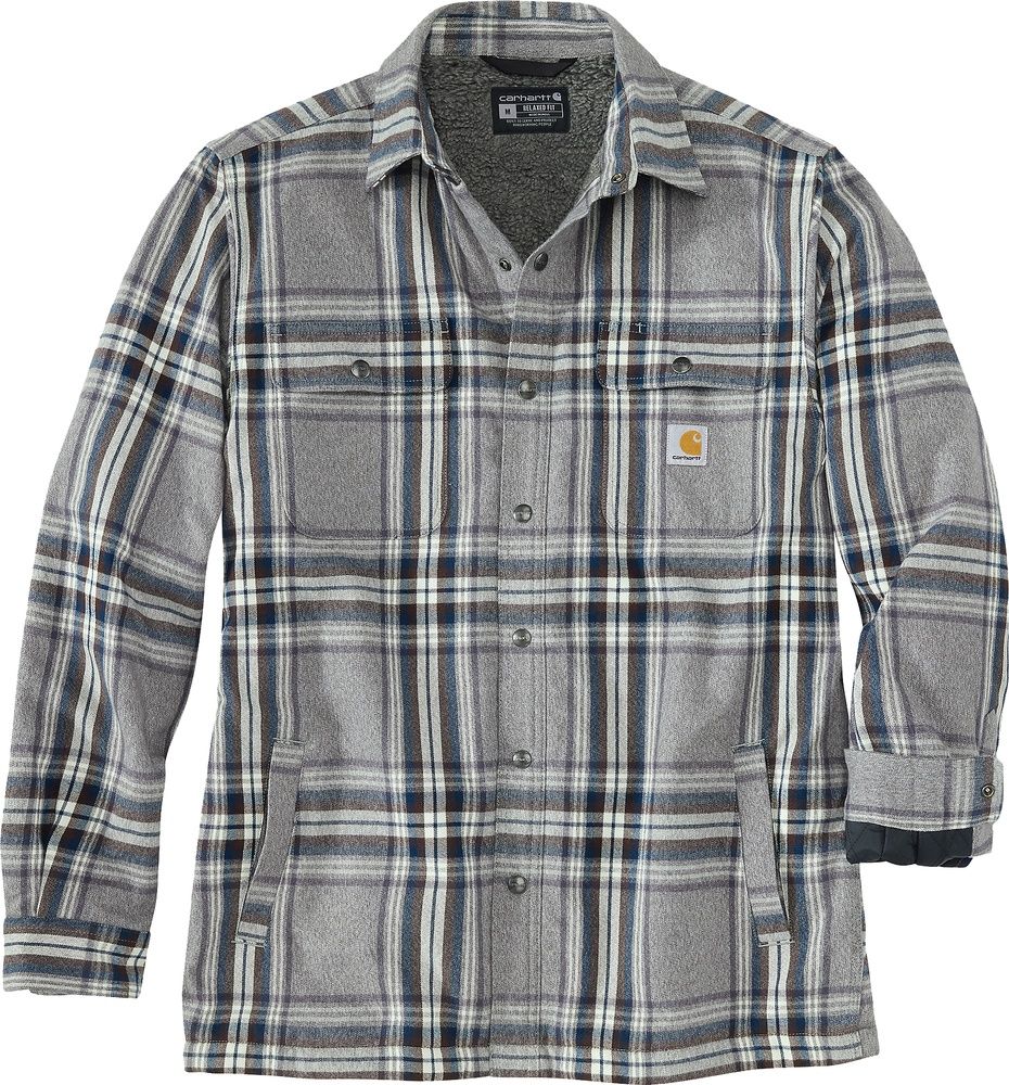 CarharttJackeFlannelSherpaLinedShirtJacAsphalt-S