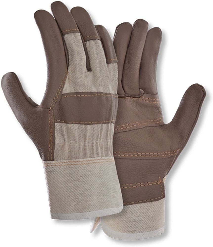 teXXorMbelleder-Handschuhe12Stck1113LederBraunDrellWei-10