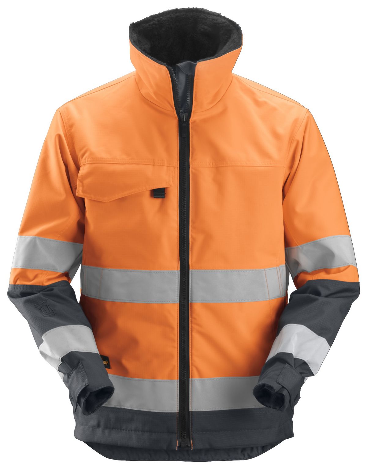 SnickersHi-VisisolierendeArbeitsjackeKl3EN20471HV-Orange-Stahlgrau