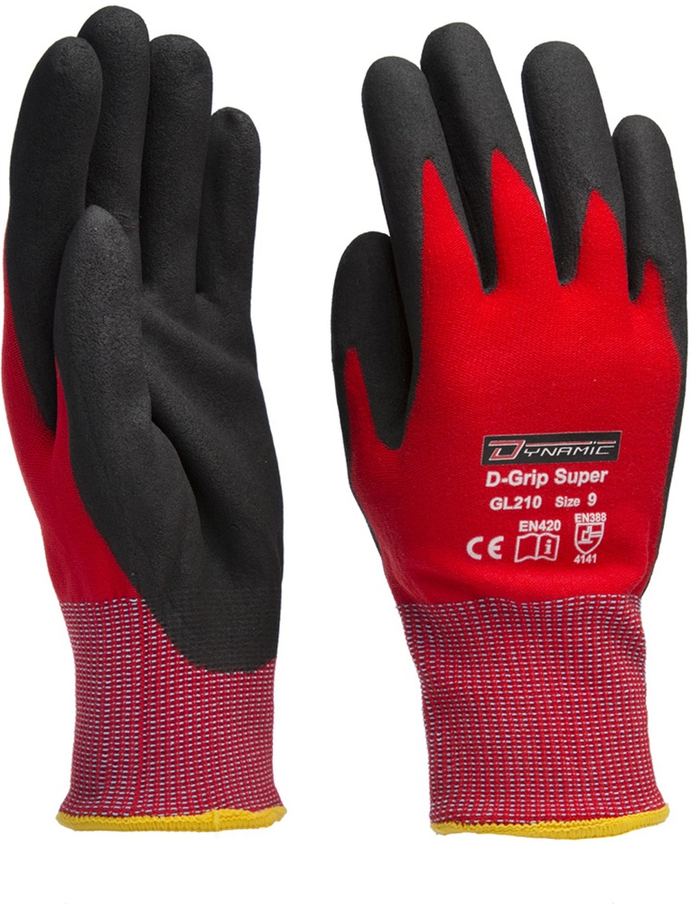 EdgeArbeitshandschuheSchutzhandschuhausNylonSpandexmitNitrilschaumbeschichtungfrallgemeinesHandling-BlisterverpackungGL210BLD-GripSuperBlisterRotSchwarz-10