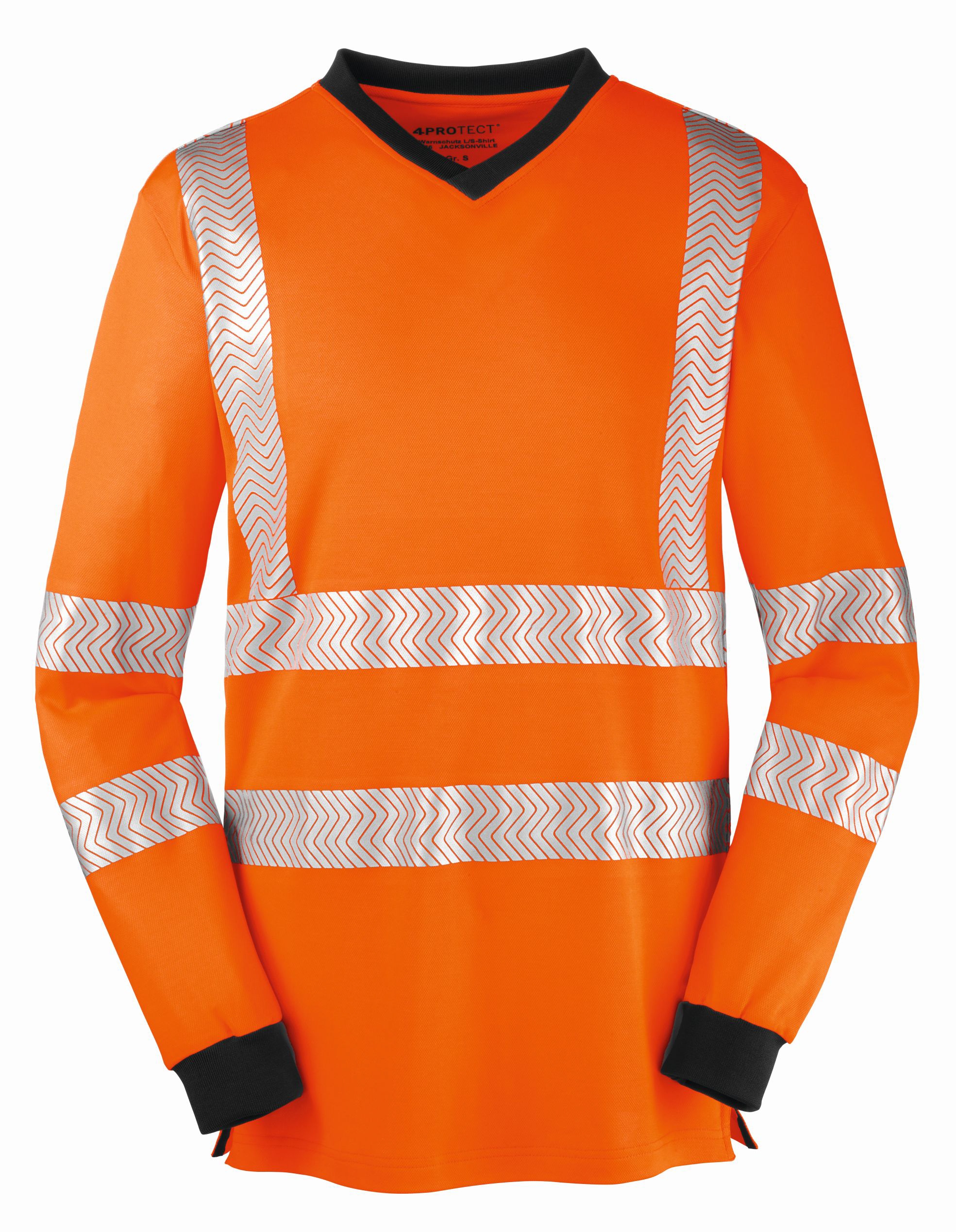 4PROTECTWarnschutz-Langarm-ShirtJacksonvilleLeuchtorangeGrau