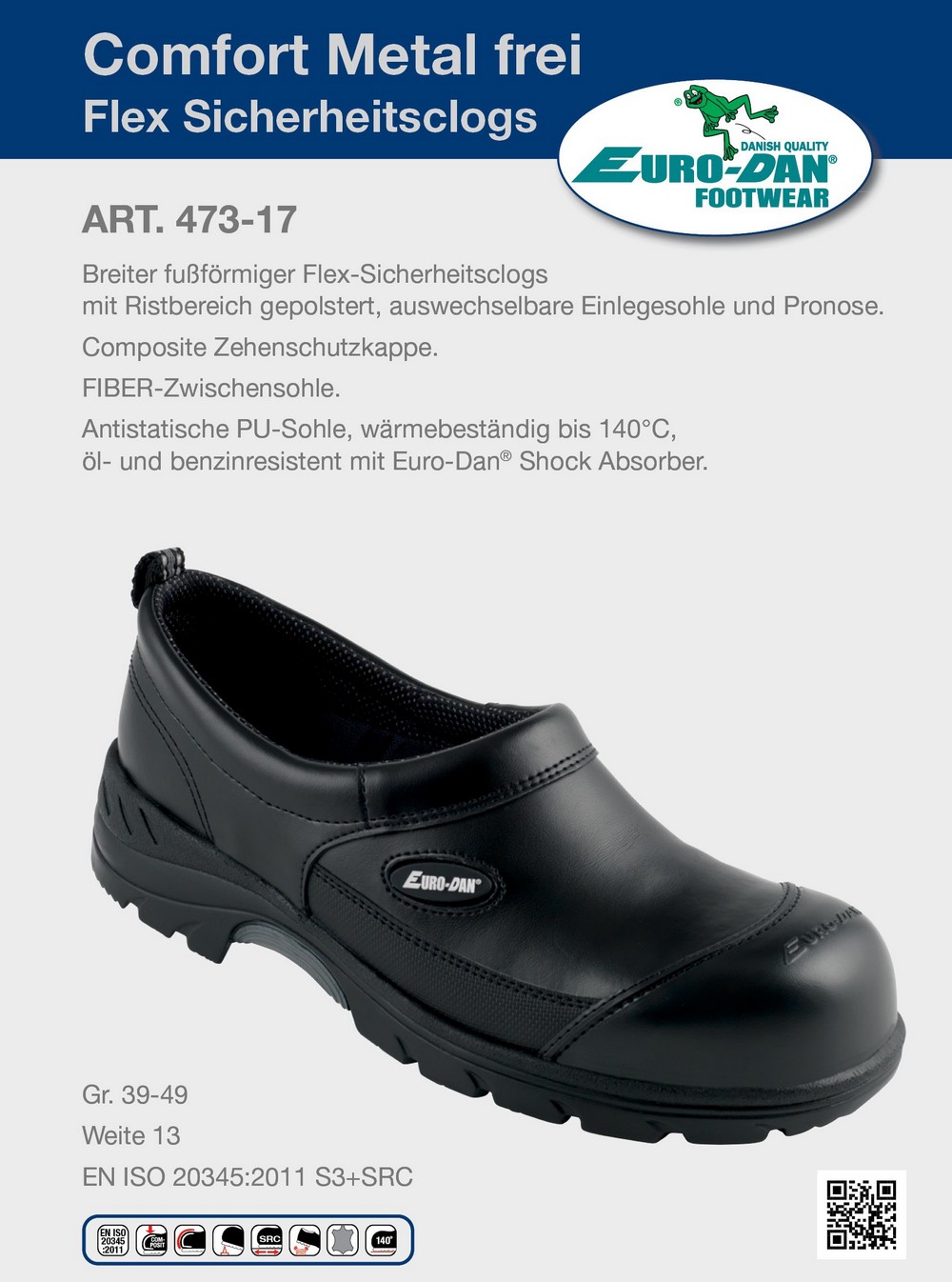 Euro-Dan473-17ComfortSicherheitsclogsgeschlossenWeite12Schwarz-39