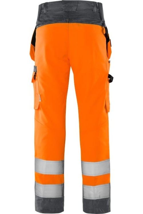 FristadsHighVisGreenHandwerkerhoseKl22641GPLUWarnschutz-OrangeGrau