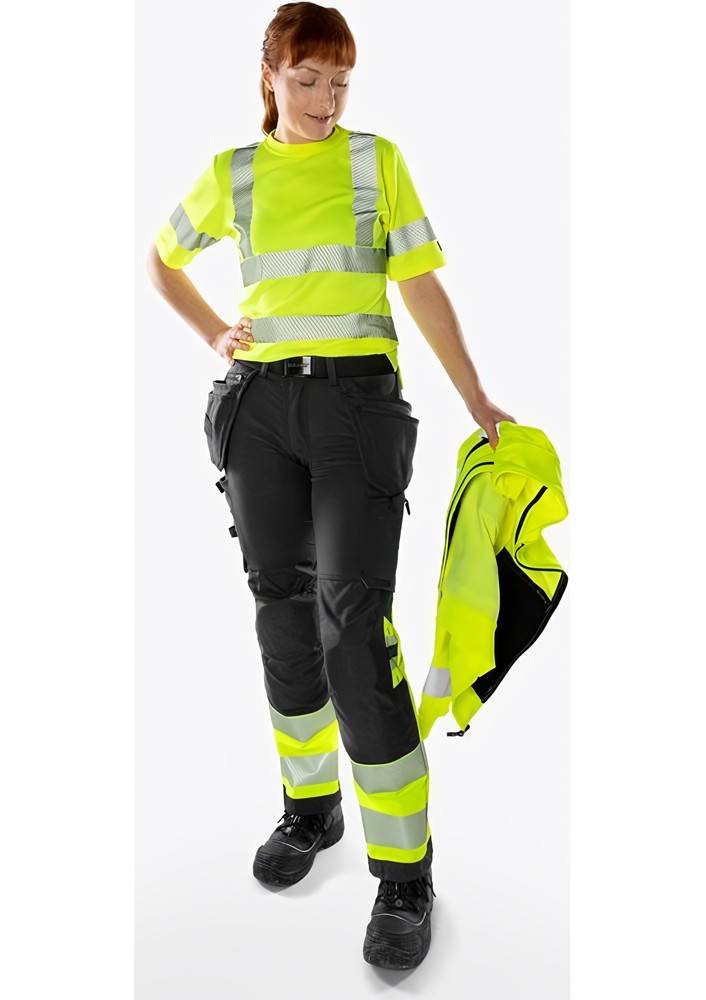 FristadsHighVisGreenHandwerkerStretchhoseDamenKl12663GSTPWarnschutz-GelbMarine