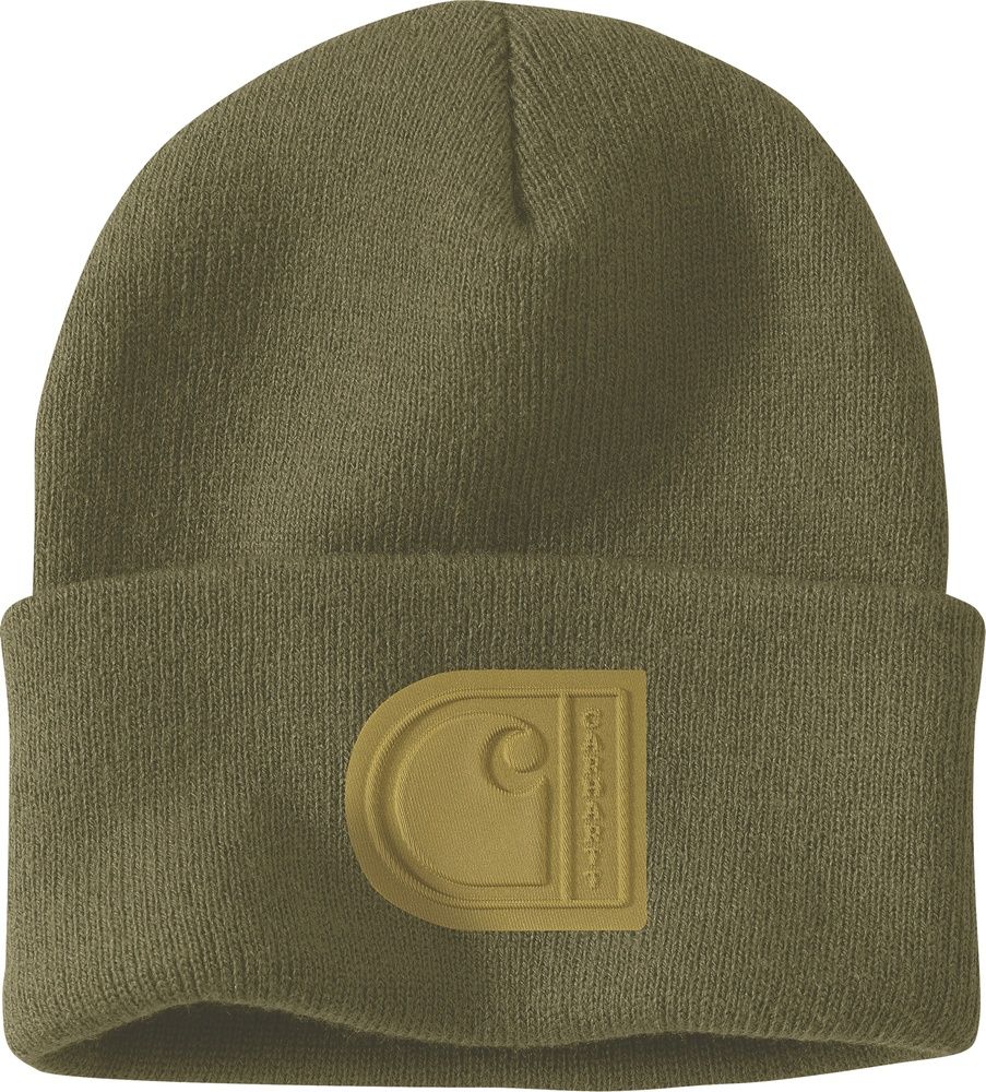 CarharttKnitCuffedCPatchBeanie107190DarkBronzedGreen