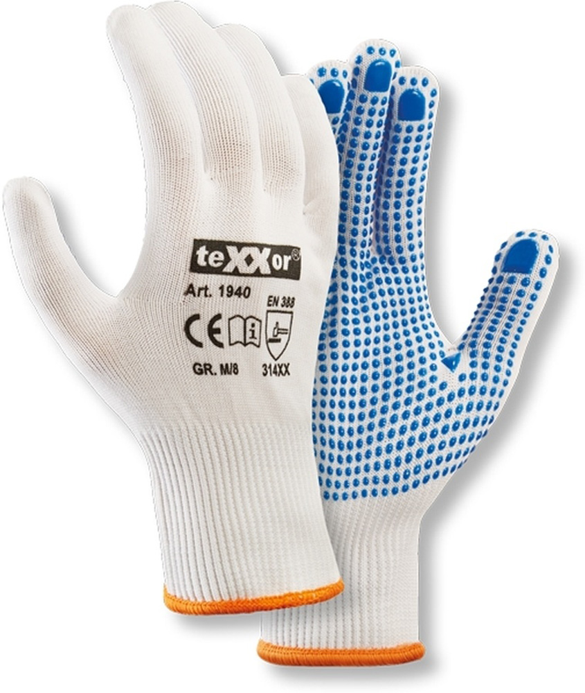 teXXorFeinstrick-HandschuheNylon12Paar1940WeiBlaueNoppen-11