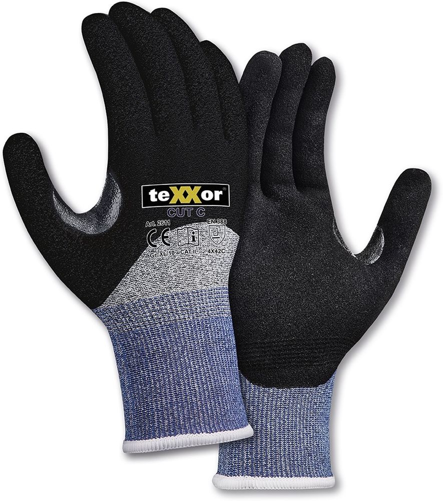 teXXorSchnittschutz-StrickhandschuheCutC34Besch12Stck2611Grau-MeliertBlauSchwarz-6