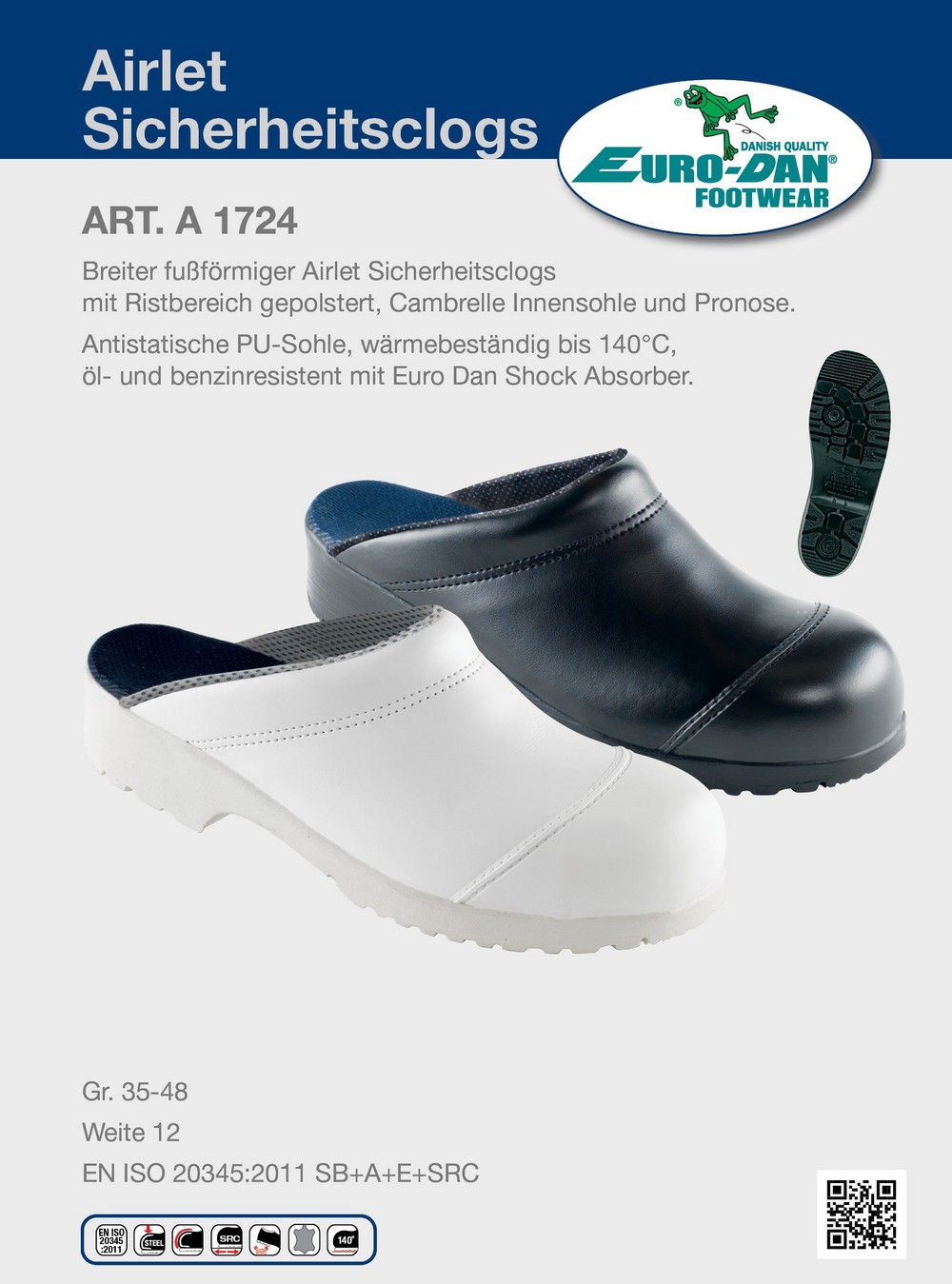 Euro-DanA1724AirletSicherheitsclogsoffenWeite12Schwarz-35