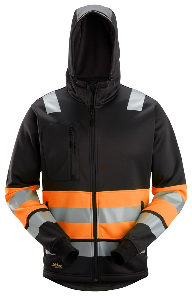 SnickersWarnschutzjackeHigh-VisReiverschlussJackeKl1SchwarzHigh-VisOrange