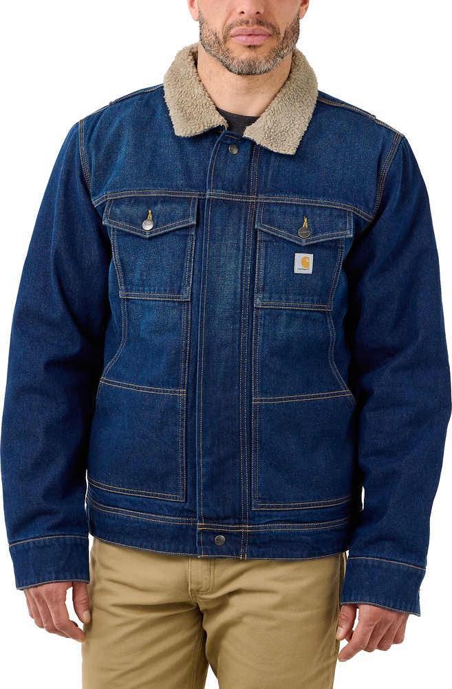 CarharttJackeRelaxedDenimSherpaLinedJacketBeech