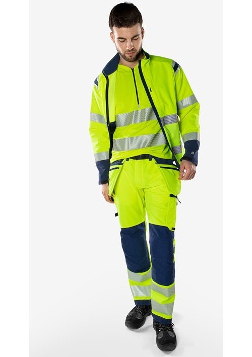 FristadsHighVisGreenHandwerkerStretchhoseKl22644GSTPWarnschutz-GelbMarine