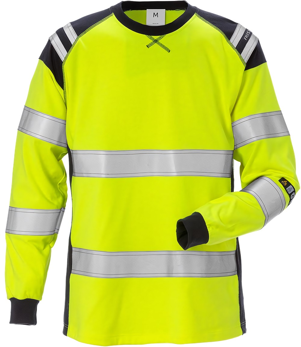 FristadsFlamestatHighVisT-ShirtLangarmDamenKl37097TFLHWarnschutz-GelbMarine