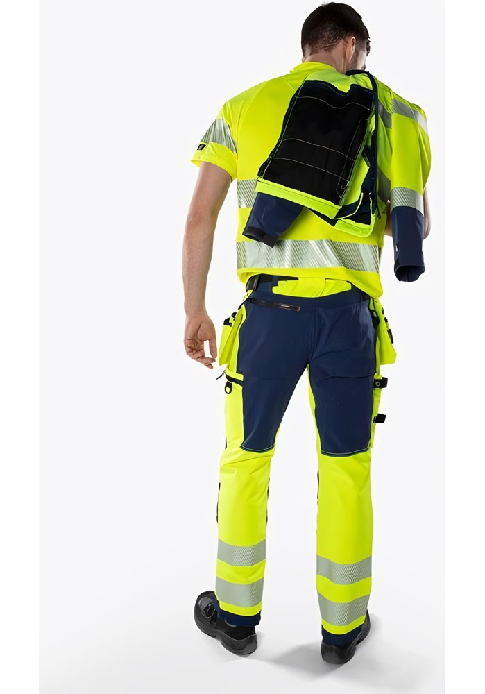 FristadsHighVisGreenHandwerkerStretchhoseKl22644GSTPWarnschutz-GelbMarine