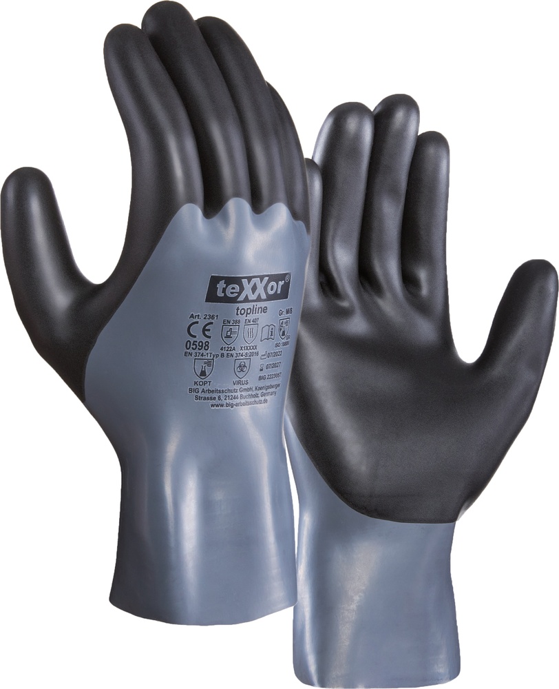 teXXorChemikalienschutz-HandschuheNitril12Stck2361GrauSchwarz-8