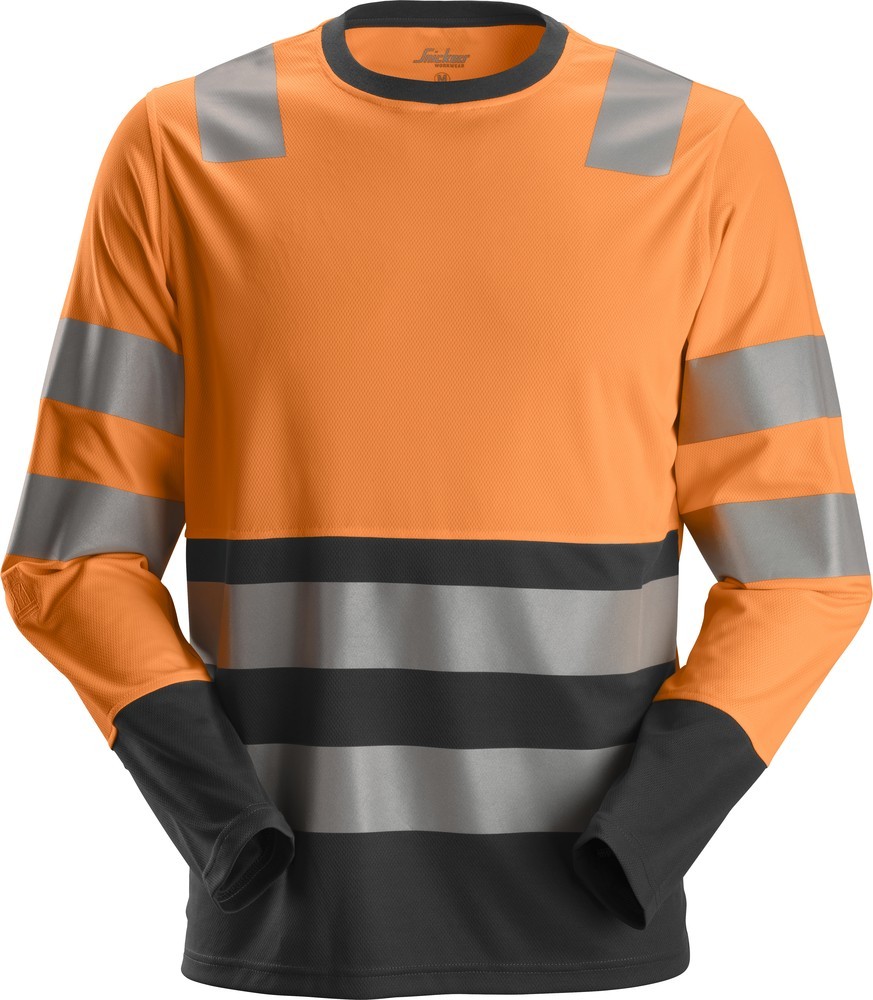 SnickersLongsleeveAllroundWorkHigh-VisArbeitshemdKl2High-VisOrangeSchwarz