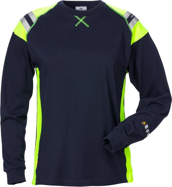 FristadsLongsleeveFlamestatT-ShirtLangarmDamen7098TFLHMarineblau