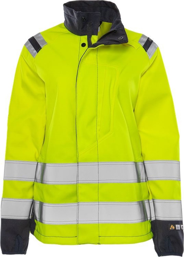 FristadsFlamestatHighVisDamenSoftshelljackeKl34076FSSWarnschutz-GelbMarine