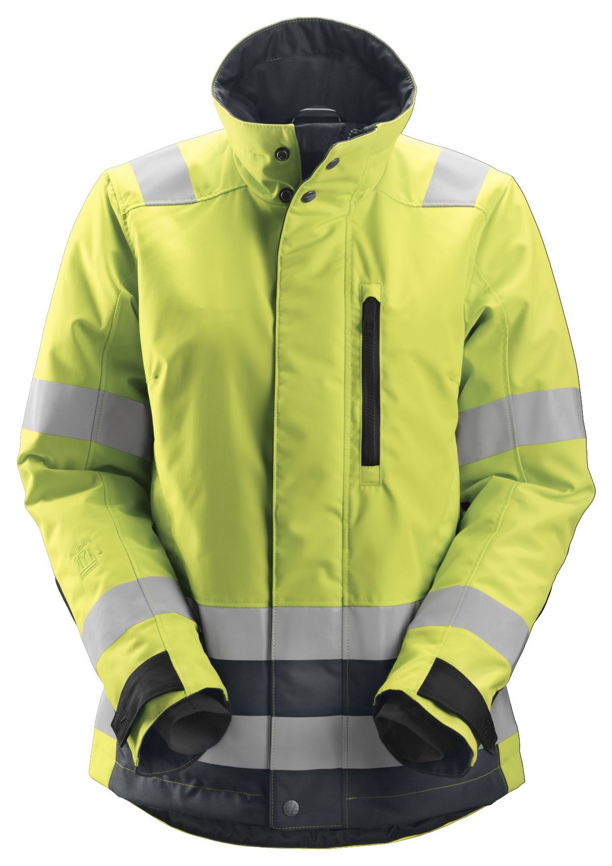 SnickersDamenAllroundWorkHi-Vis375isolierteArbeitsjackeKl23EN20471HV-Gelb-Stahlgrau