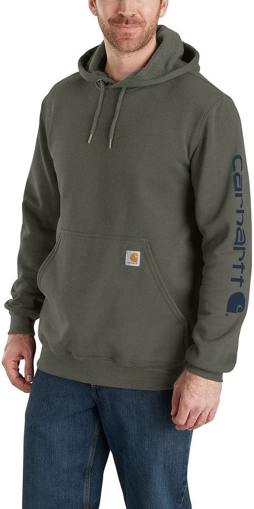 CarharttSleeveLogoHoodedSweatshirtK288DustyOlive-XXL