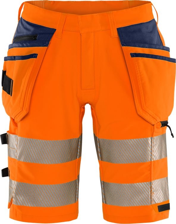 FristadsHighVisGreenHandwerkerStretch-ShortsKl22646GSTPWarnschutz-OrangeMarine