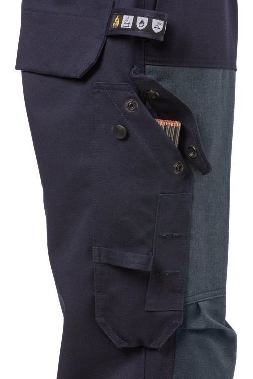 FristadsFlameHighVisHoseDamenKl12591FLAMWarnschutz-GelbMarine