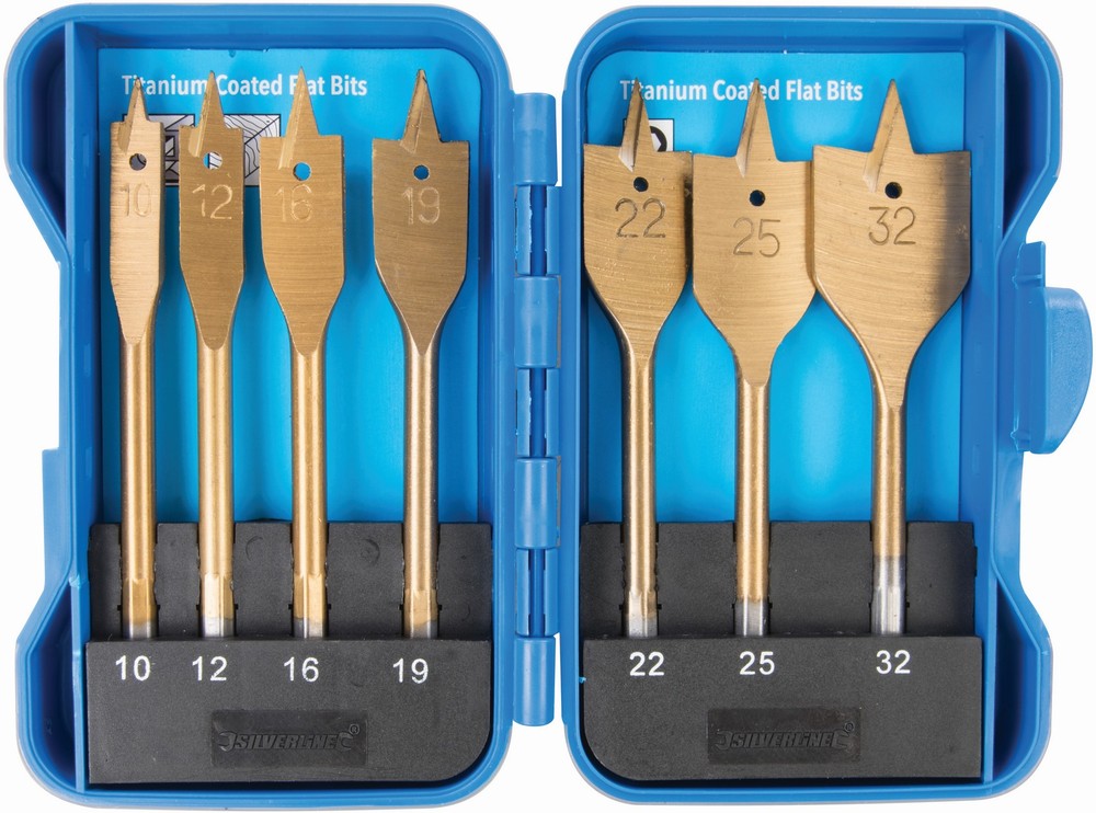 SilverlineBohrerstzeTitanbeschichteterFlachfrsbohrersatz7-tlg1032mm