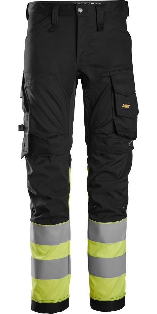 SnickersWorkwearHigh-VisStretchArbeitshoseKlasse1SchwarzHigh-VisGelb