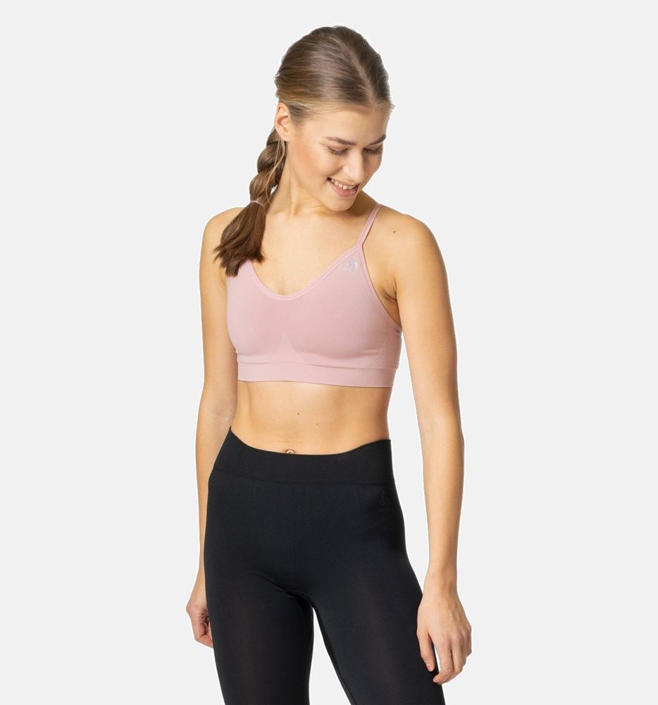 OdloDamenSportsBraSeamlessSoft130601PaleMauve-GreyMelange-L