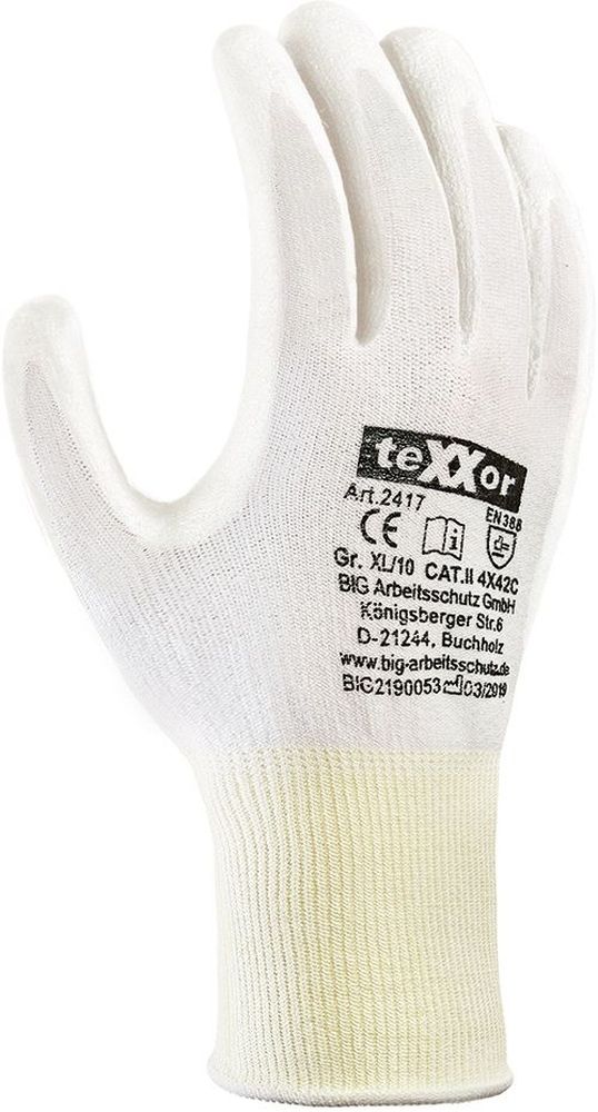 teXXorSchnittschutz-StrickhandschuhePu-Beschichtung12Stck2417WeiWei-7