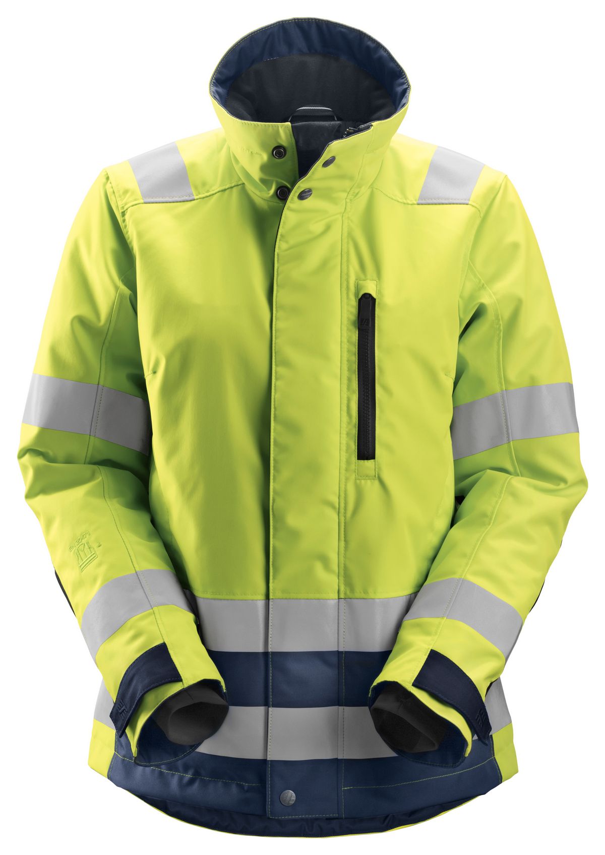 SnickersDamenAllroundWorkHi-Vis375isolierteArbeitsjackeKl23EN20471HV-Gelb-Navy