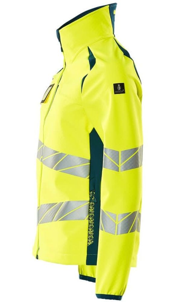 MascotDamenSoftshellJackeAccelerateSafe19012-143Hi-visGelbDunkelpetroleum-XXL
