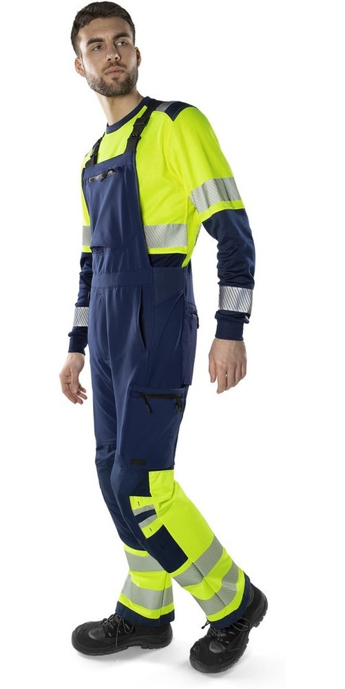 FristadsHighVisGreenStretchLatzhoseKl11032GSTPWarnschutz-GelbMarine-C44