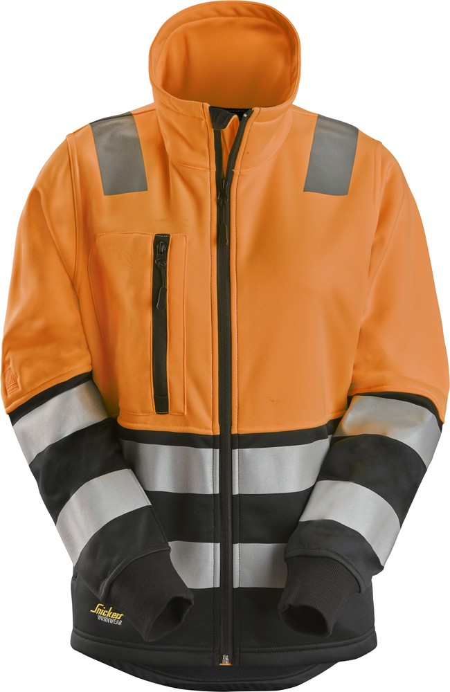 SnickersDamenWarnschutzjackeHigh-VisDamenarbeitsjackemitReiverschlussKl2High-VisOrangeSchwarz