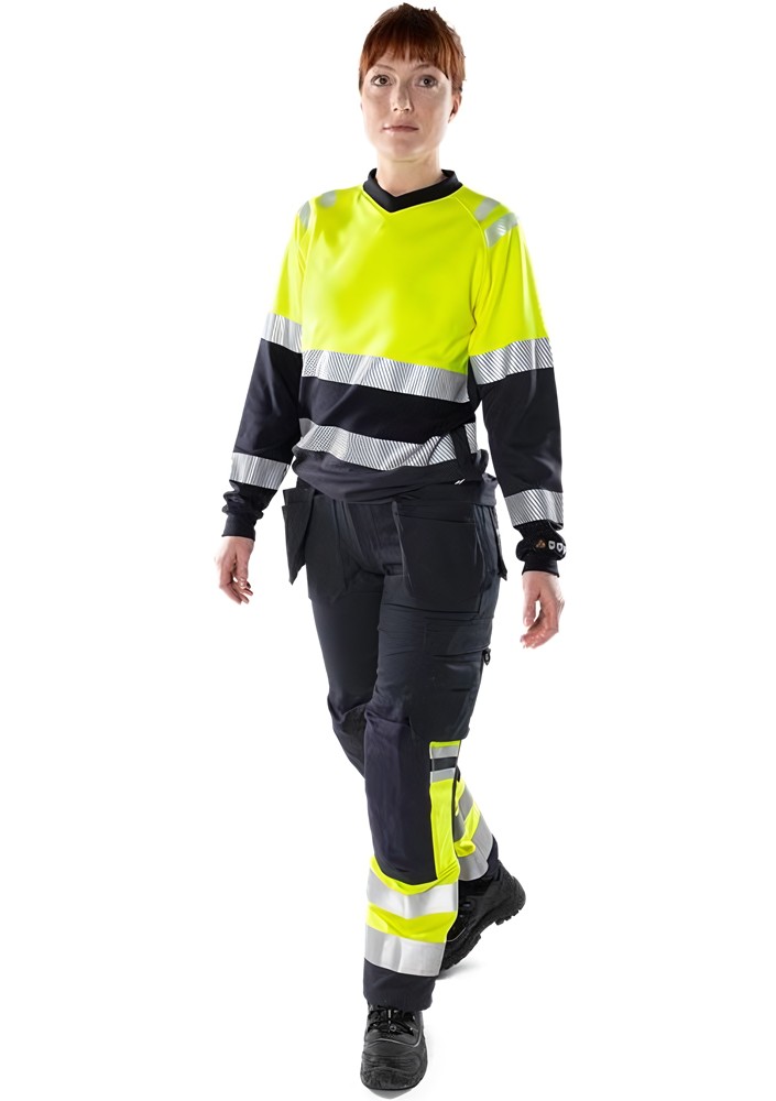 FristadsFlamestatHighVisStretch-HandwerkerhoseDamenKl12171ATHFWarnschutz-GelbMarine