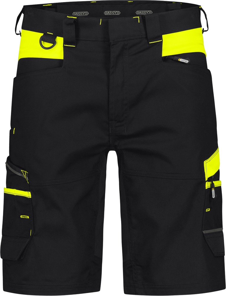 DassyBundhoseStretch-ArbeitsshortsManillaSchwarzNeongelb-42