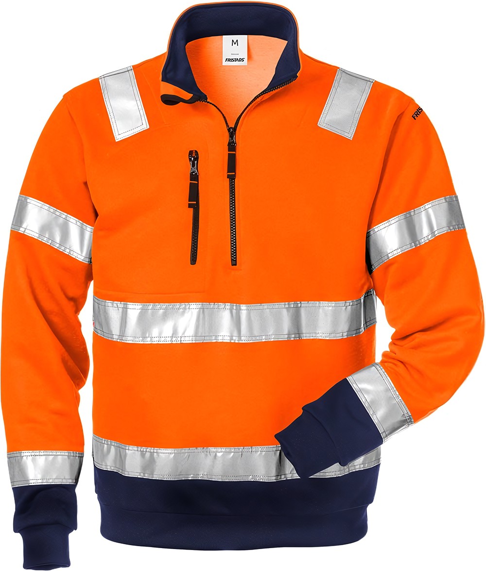 FristadsHighVisSweatshirtHighVisZipper-SweatshirtKl3728SHVWarnschutz-OrangeMarine-XS