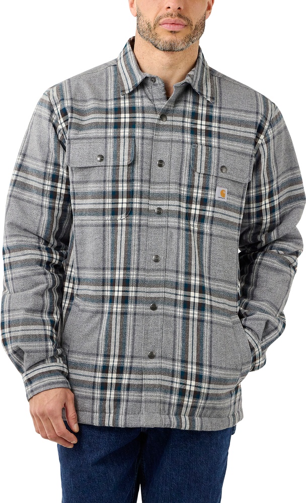 CarharttJackeFlannelSherpaLinedShirtJacAsphalt-S