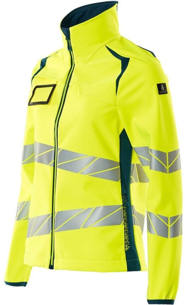 MascotDamenSoftshellJackeAccelerateSafe19012-143Hi-visGelbDunkelpetroleum-XXL