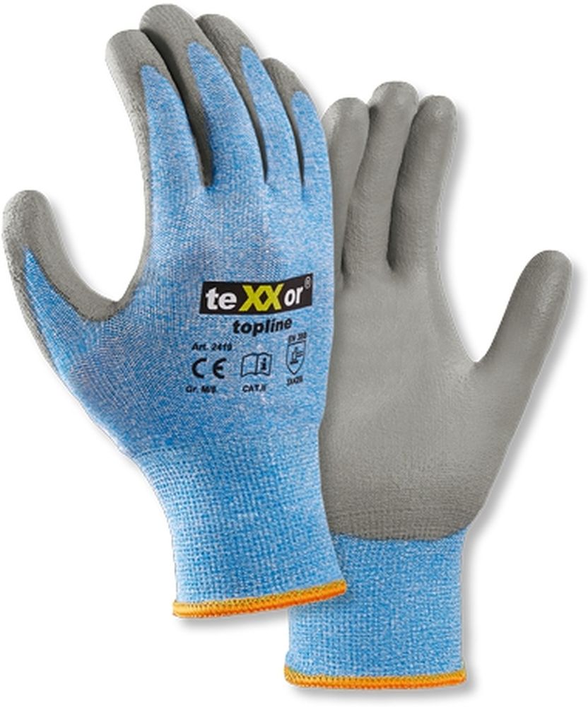 teXXorSchnittschutz-StrickhandschuhePu-Beschichtung12Stck2419GrauHellblauMeliert-7