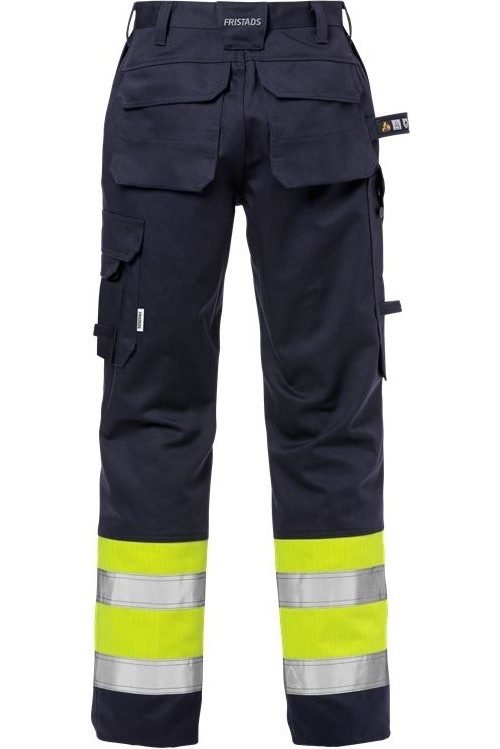 FristadsFlameHighVisHoseDamenKl12591FLAMWarnschutz-GelbMarine