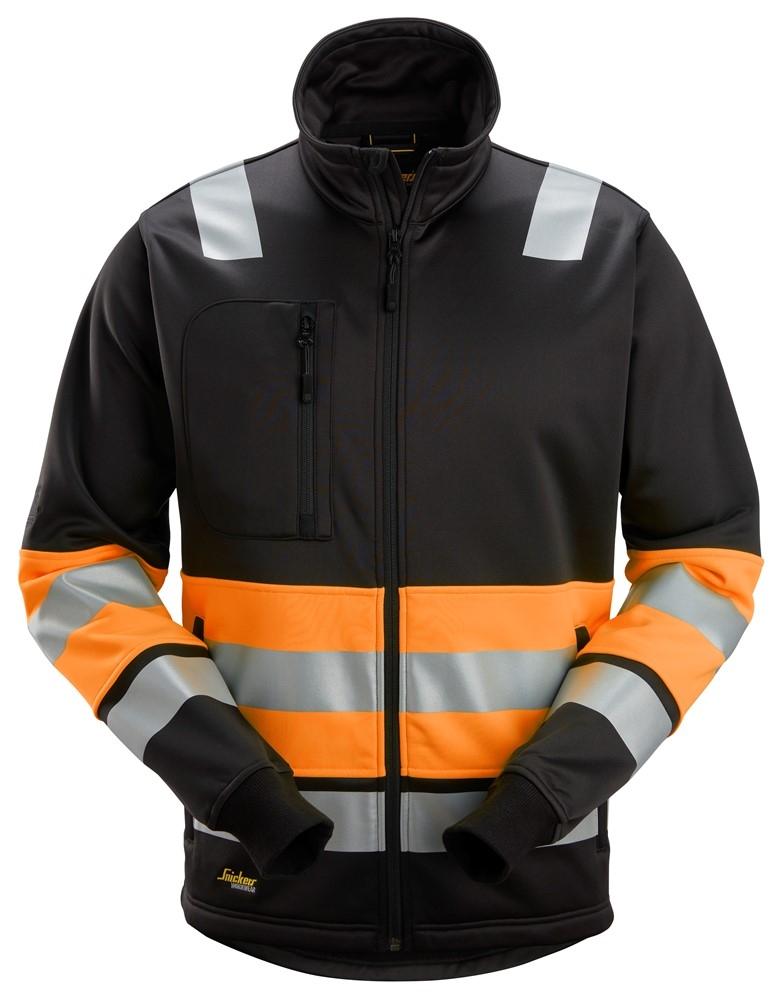 SnickersWarnschutzjackeHigh-VisReiverschlussArbeitsjackeKl1SchwarzHigh-VisOrange