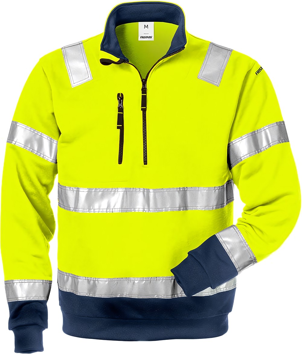 FristadsHighVisSweatshirtHighVisZipper-SweatshirtKl3728SHVWarnschutz-GelbMarine