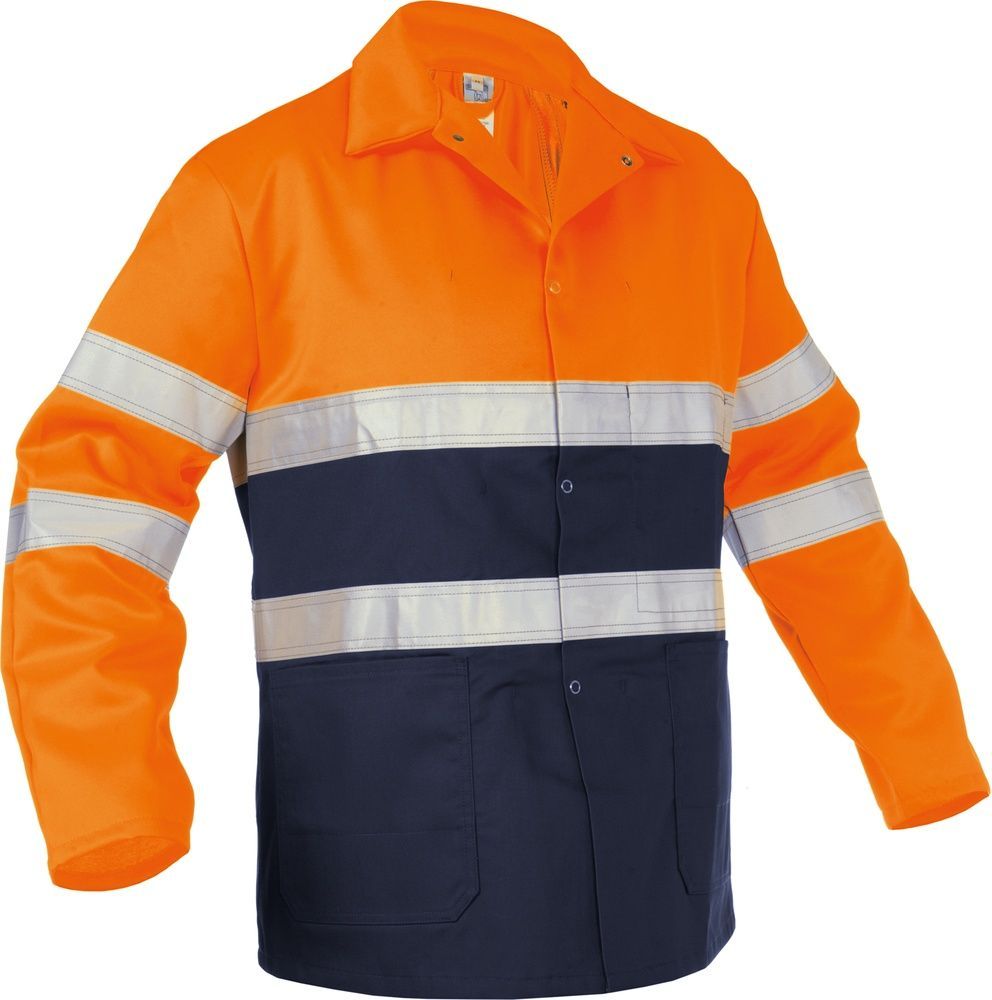 BasicLineWarnschutzarbeitsjackeLinsNeonorangeDunkelblau-XS