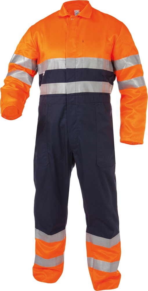 BasicLineWarnschutzoverallLimogesDunkelblauNeonorange-XS